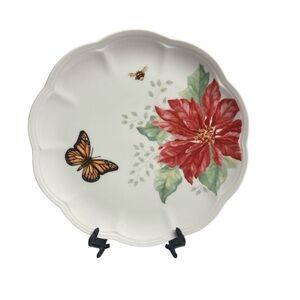 Butterfly Meadow Lenox Poinsettia & Bee Accent Plate